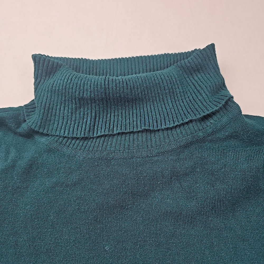 Chicos Women's Size 2 Turtleneck Sweater Pullover Top Teal Green Long Sleeve - Picture 7 of 11